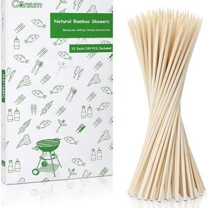 💜Natural BBQ Bamboo Skewers, 10" Wooden Skewers for Assorted Fruits, (100 PCS)